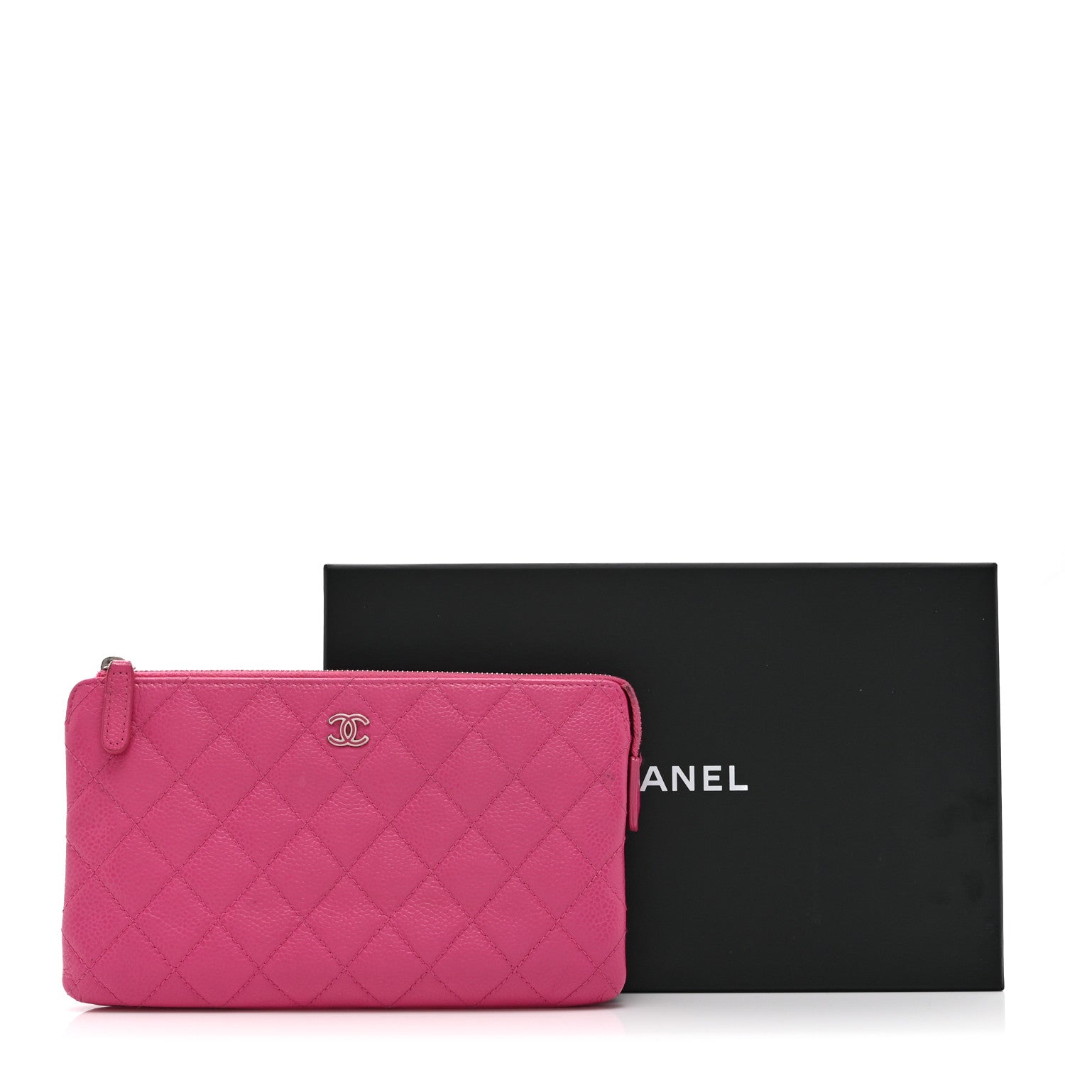 Chanel Caviar Quilted Enamel Zipped Clutch  Pink 11 of 11