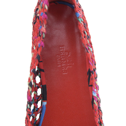 Hermes Printed Silk Braided Minorque Ballerina Flats 39.5 Multicolor 6 of 8