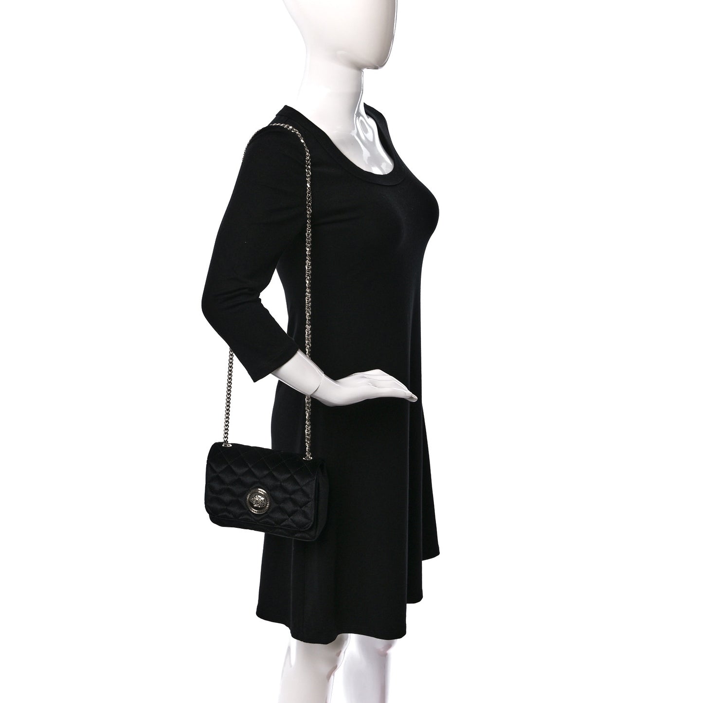 Velvet Quilted Icon Crossbody Bag Black