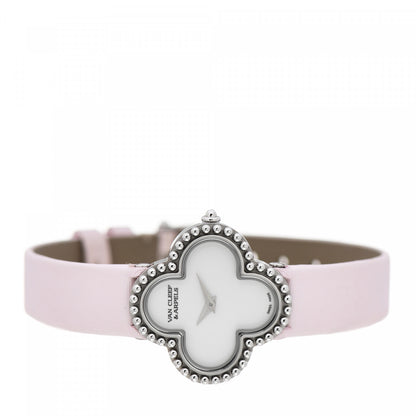 Van Cleef & Arpels 18K White Gold Satin Mother of Pearl 26mm Alhambra Quartz Watch Pink 2 of 5