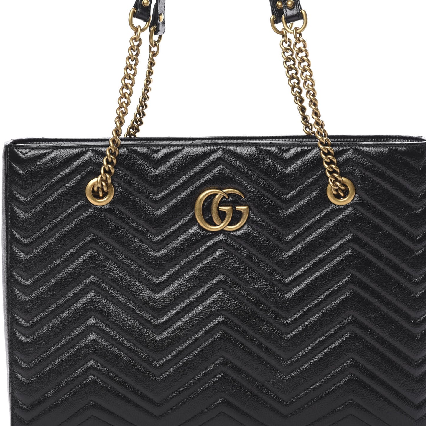 Vintage Calfskin Matelasse Medium GG Marmont Slim Tote Black