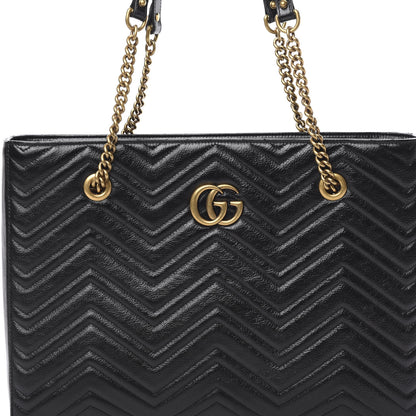 Gucci Vintage Calfskin Matelasse Medium GG Marmont Slim Tote Black 7 of 9