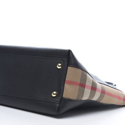 Burberry Derby Calfskin House Check Medium Welburn Tote Black 8 of 10