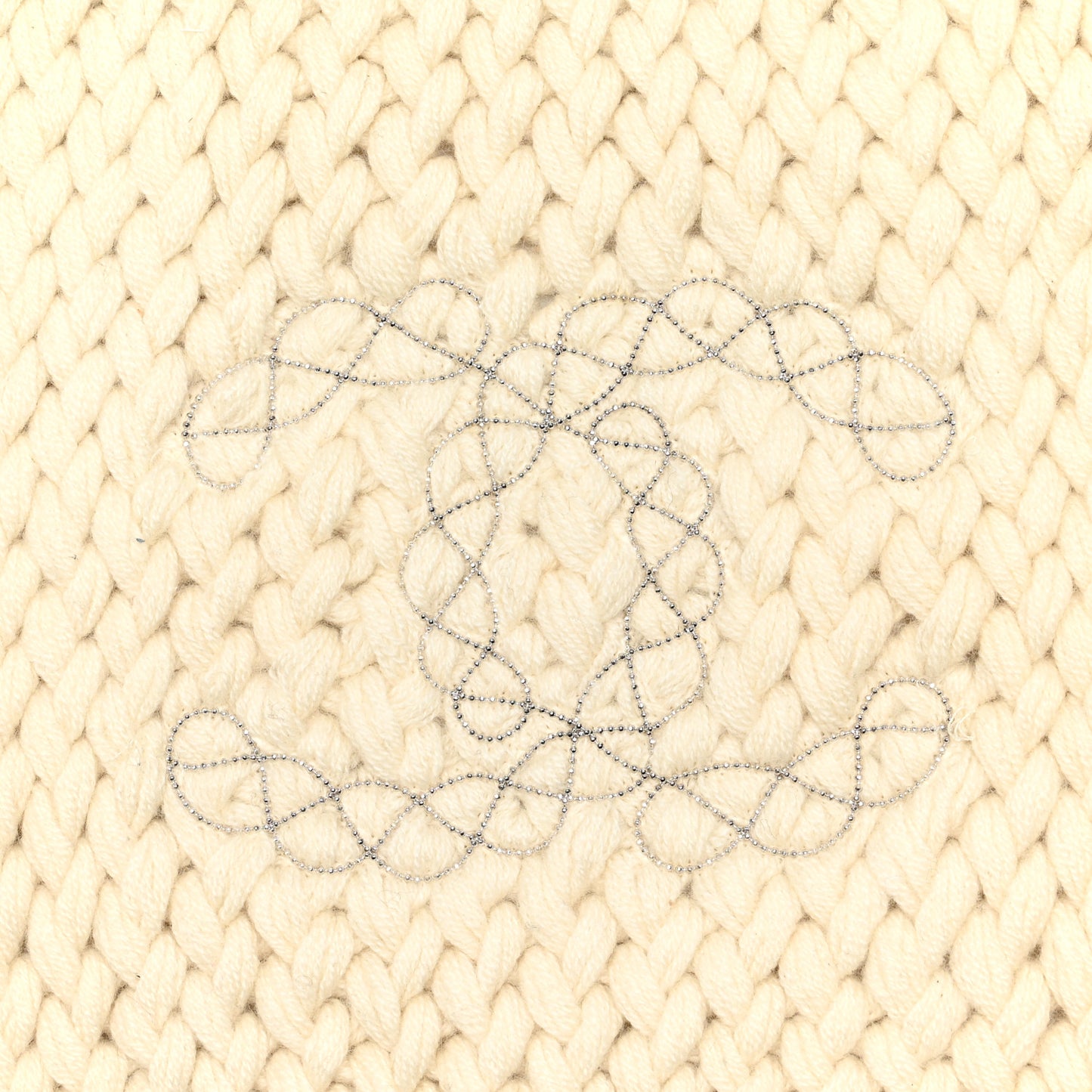Cashmere Knit CC Scarf Dark White