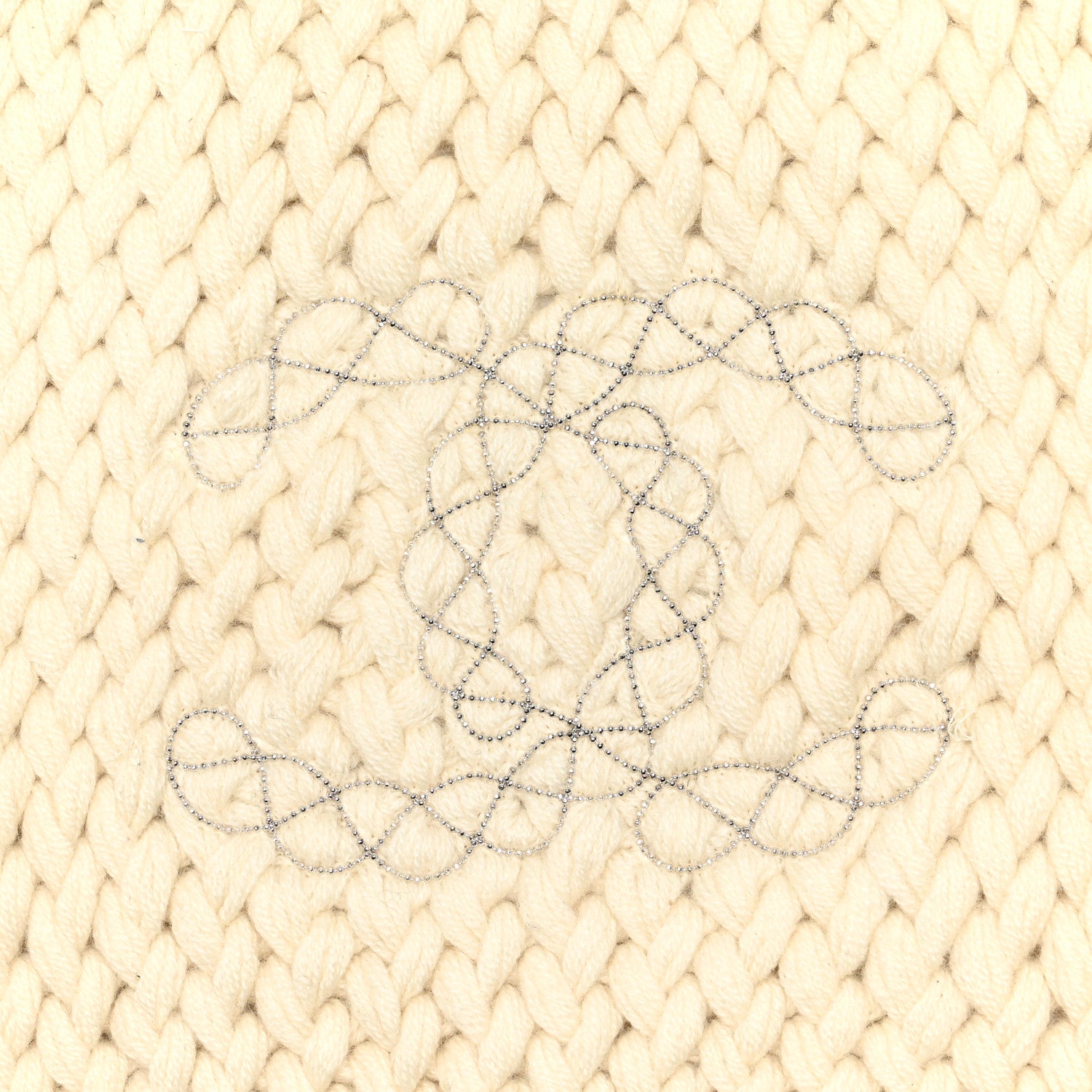 Chanel Cashmere Knit CC Scarf Dark White 4 of 4