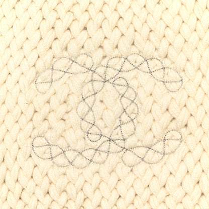 Chanel Cashmere Knit CC Scarf Dark White 4 of 4
