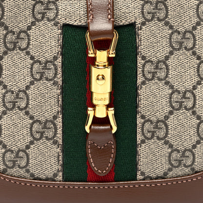 Gucci GG Supreme Monogram Azalea Calfskin Web Mini Jackie 1961 Hobo Beige Ebony Brown Sugar 7 of 9