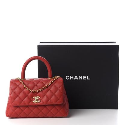 Chanel Caviar Quilted Mini Coco Handle Flap Dark Red 10 of 10