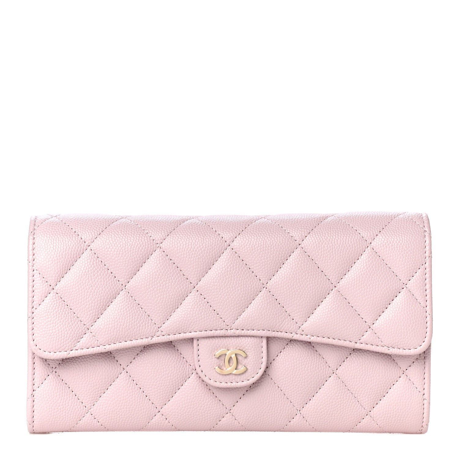 Chanel Caviar Quilted Large Gusset Flap Wallet Light Pink 1 of 12