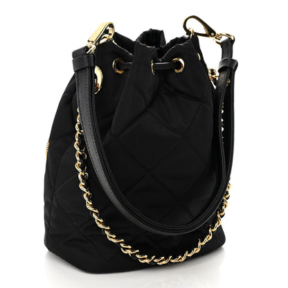 Prada Re-Nylon Saffiano Stitched Re-Edition 1995 Chaine Drawstring Bucket Bag Black 3 of 9
