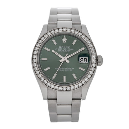 Rolex Stainless Steel 18K White Gold Diamond 31mm Oyster Perpetual Datejust Watch Mint Green 278384RBR 1 of 5