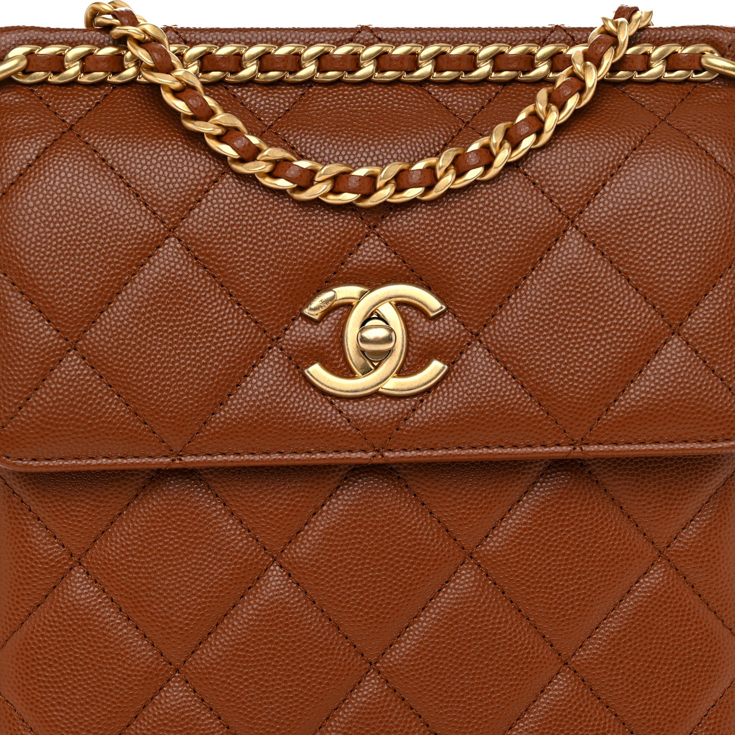 Chanel Caviar Quilted Small Chain Frame Flap Light Brown 8 of 11