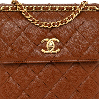 Chanel Caviar Quilted Small Chain Frame Flap Light Brown 8 of 11