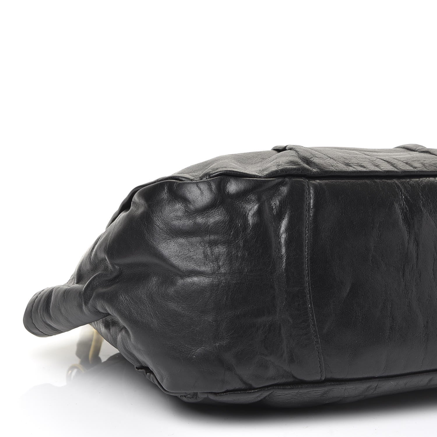 Prada Soft Calf Pleated Hobo Black 5 of 8