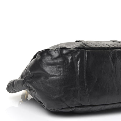 Prada Soft Calf Pleated Hobo Black 5 of 8