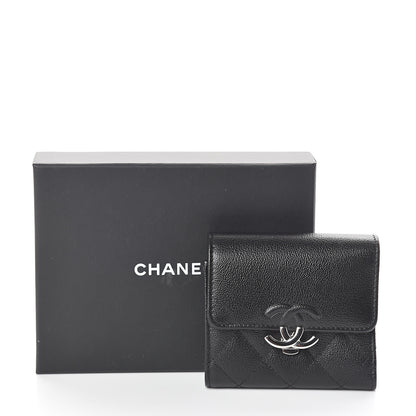 Chanel Grained Calfskin Quilted CC Box Compact Flap Wallet Black 8 of 8