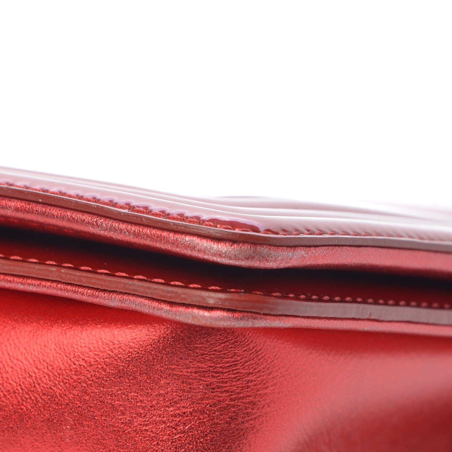 Chanel Metallic Patent Quilted Medium Boy Flap Red 14 of 16