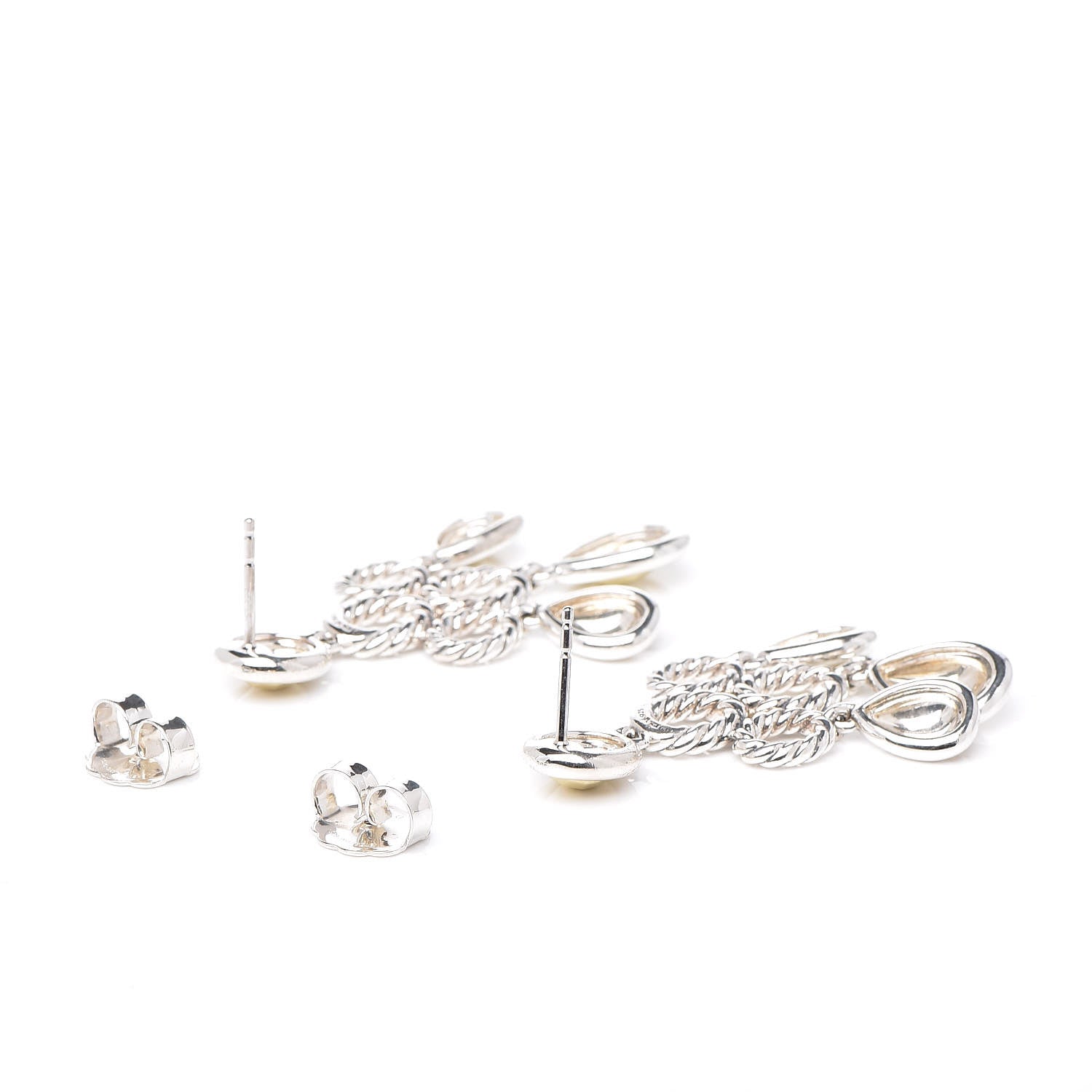 David Yurman Sterling Silver 14K Yellow Gold Chandelier Earrings 3 of 4
