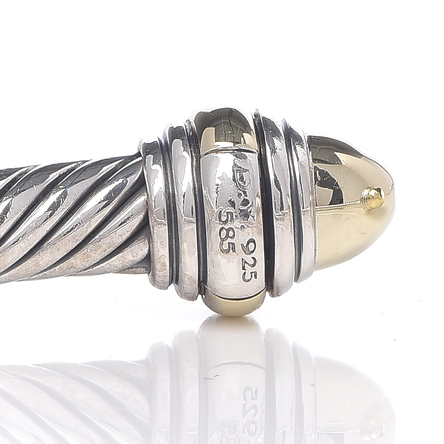 Sterling Silver 14K Yellow Gold 5mm Cable Classics Dome Bracelet