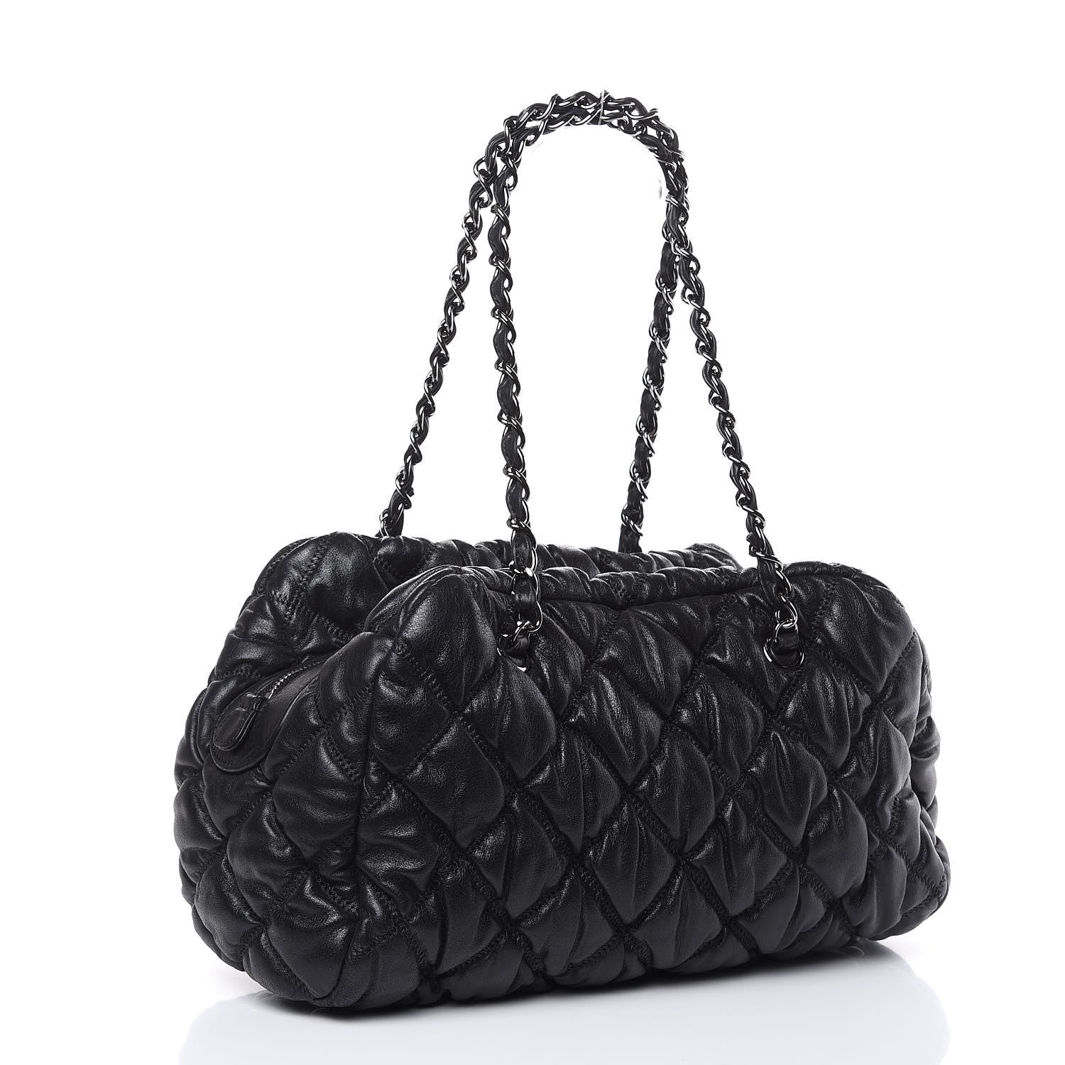 Chanel Lambskin Bubble Quilt Bowler Black 3 of 15