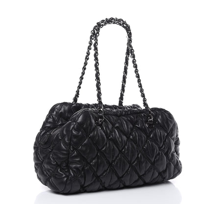 Chanel Lambskin Bubble Quilt Bowler Black 3 of 15