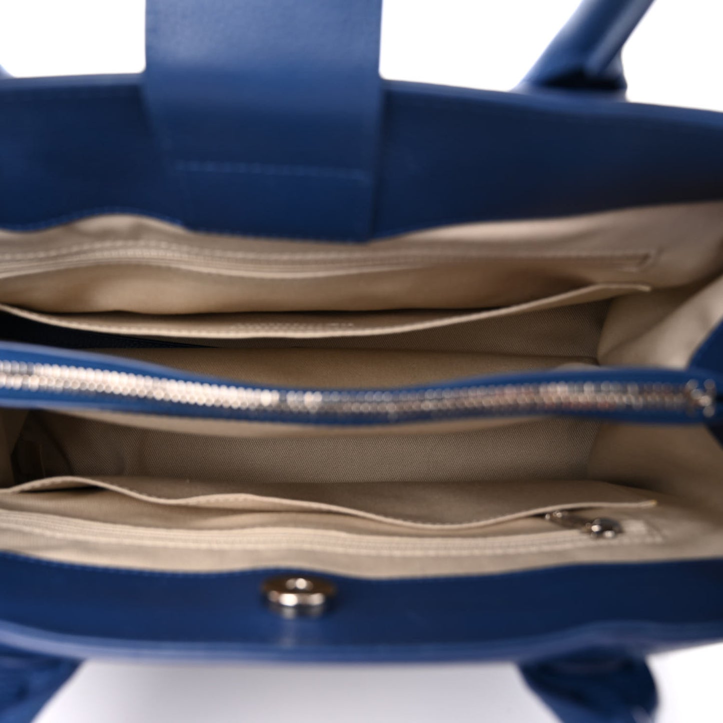 Grained Calfskin Small Neo Executive Shopper Tote Blue