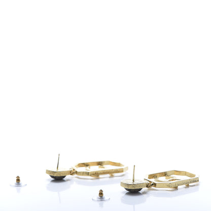 Chanel Metal Natural Stones CC Earrings Gold Blue 3 of 5