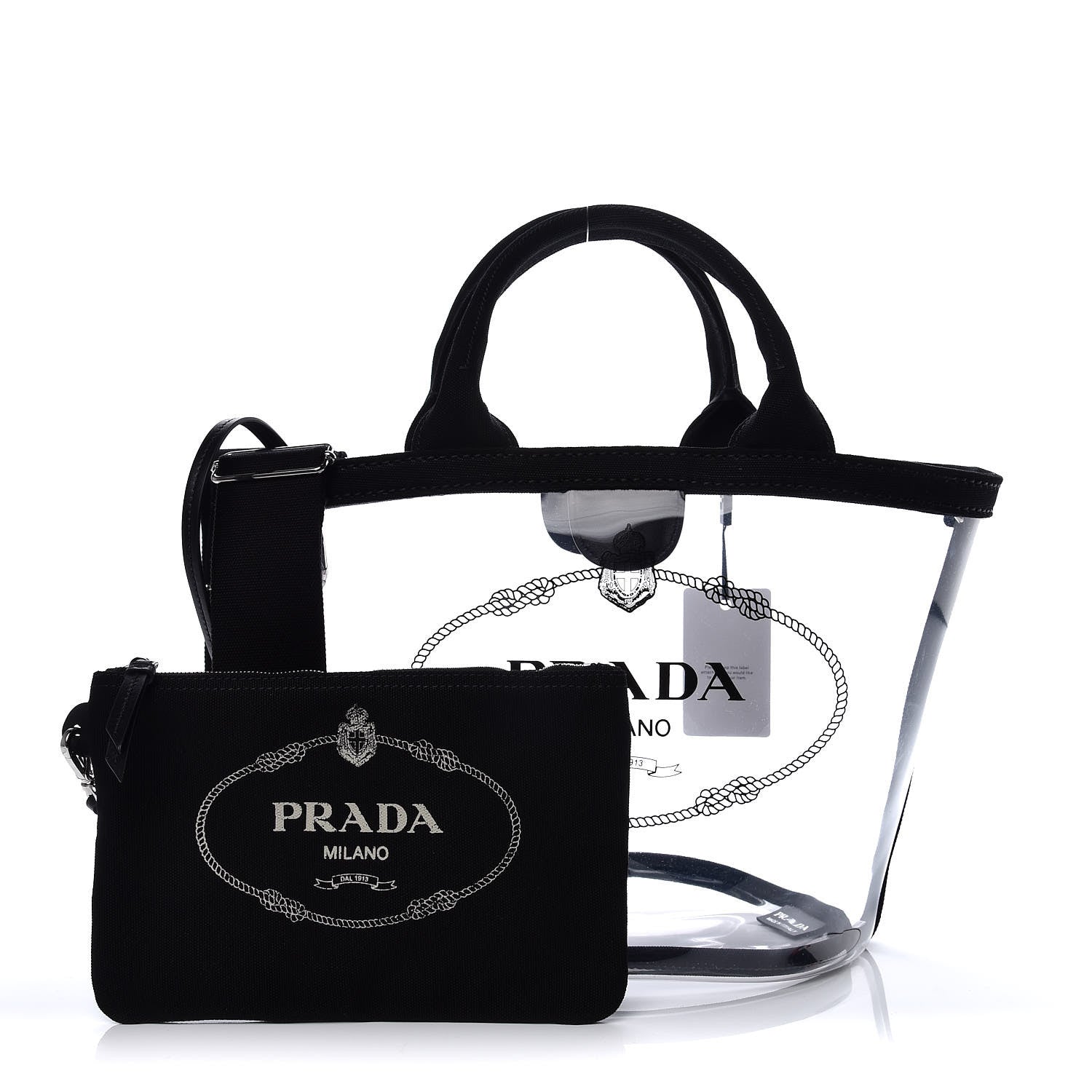 Prada Plexiglass Canapa Small Shopper Tote Black 1 of 8