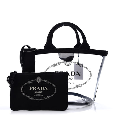 Prada Plexiglass Canapa Small Shopper Tote Black 1 of 8