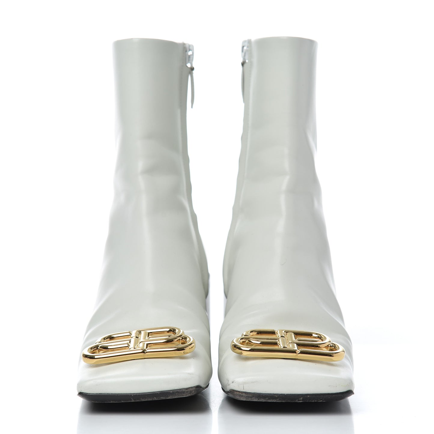 Calfskin Varenne BB Double Square Booties 36.5 White Gold