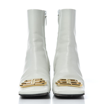 Balenciaga Calfskin Varenne BB Double Square Booties 36.5 White Gold 2 of 21