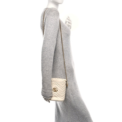 Gucci Calfskin Matelasse Mini GG Marmont 2.0 Bucket Bag White 2 of 9