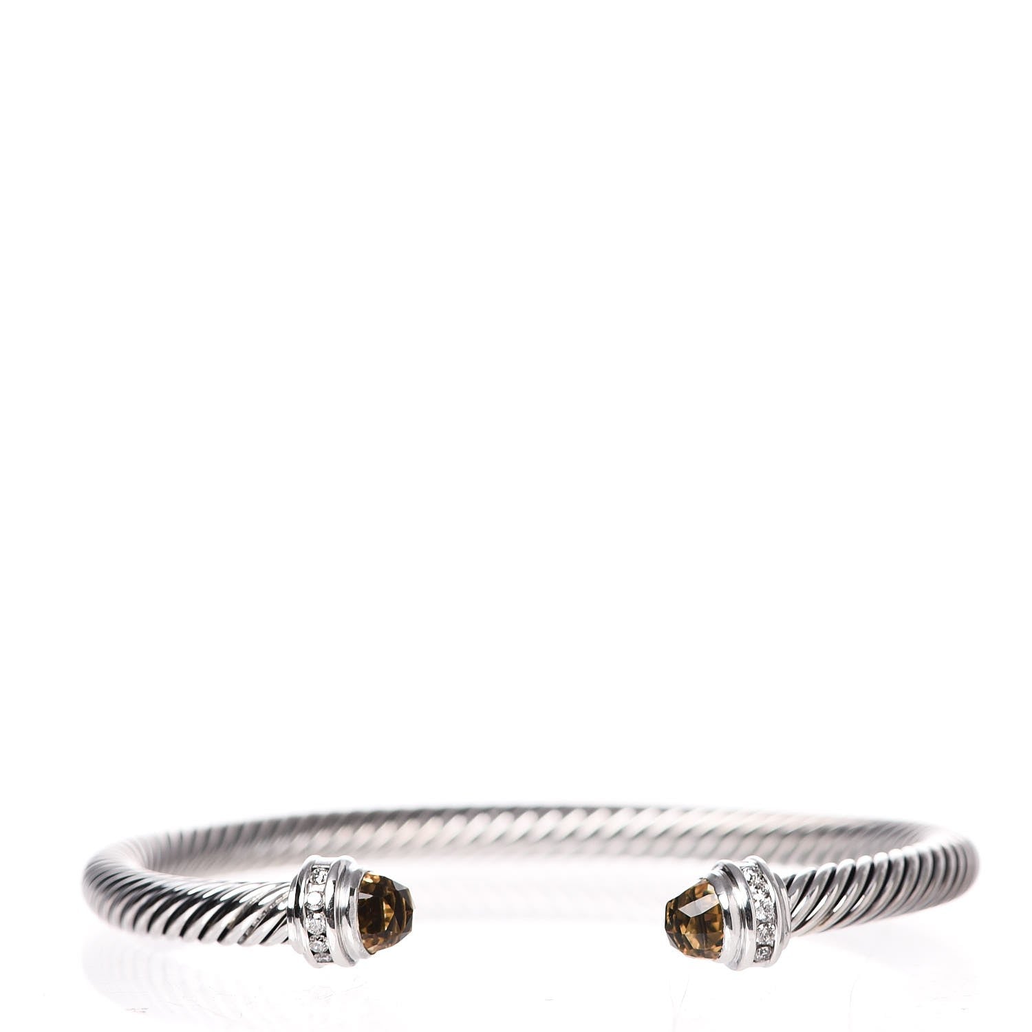 David Yurman Sterling Silver Diamond Lemon Citrine 5mm Cable Classics Bracelet 1 of 5