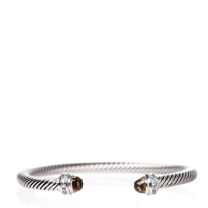 David Yurman Sterling Silver Diamond Lemon Citrine 5mm Cable Classics Bracelet 1 of 5