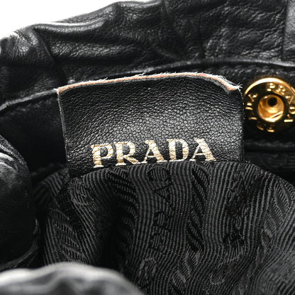 Prada Nappa Logo Mini Drawstring Bucket Bag Black 7 of 11