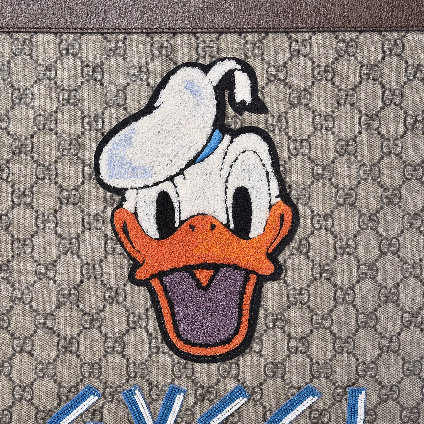 X DISNEY Soft GG Supreme Monogram Donald Duck Slip Handle Vertical Tote Beige New Acero