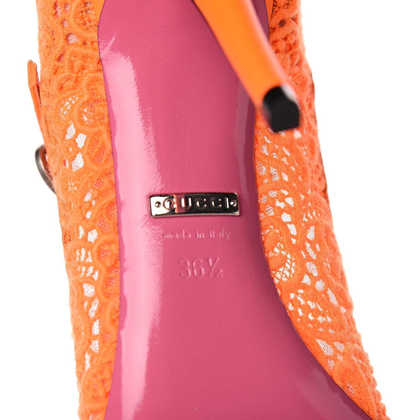 Lace Pizzo Venice Pumps 36.5 Orange Fluo