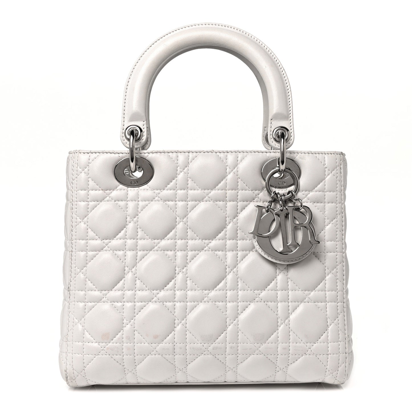 Lambskin Cannage Medium Lady Dior White