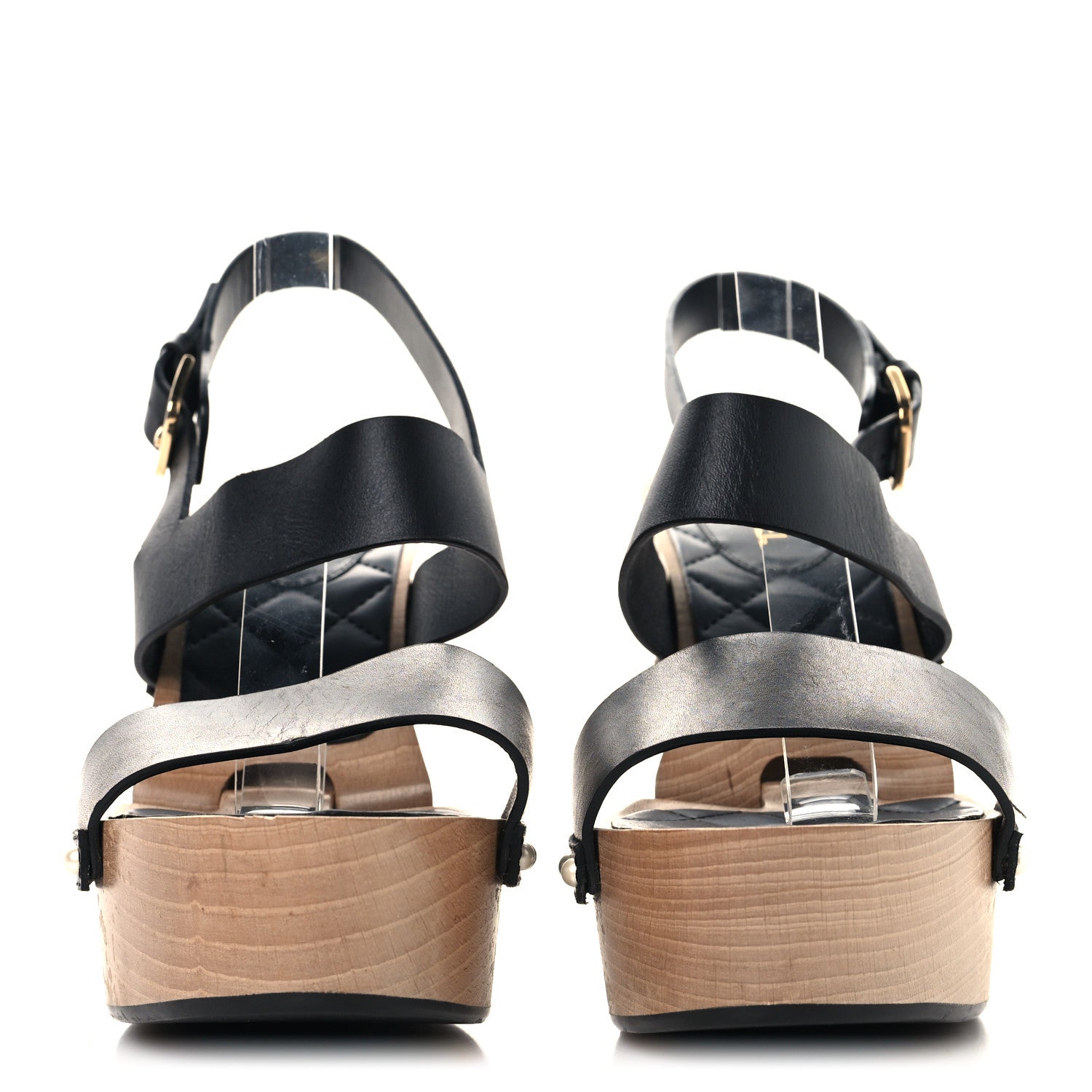 Chanel Wood Calfskin CC Hinge Wedge 41 Black 3 of 9