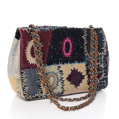 Chanel Denim Tweed Patchwork Jumbo Single Flap Multicolor 3 of 21