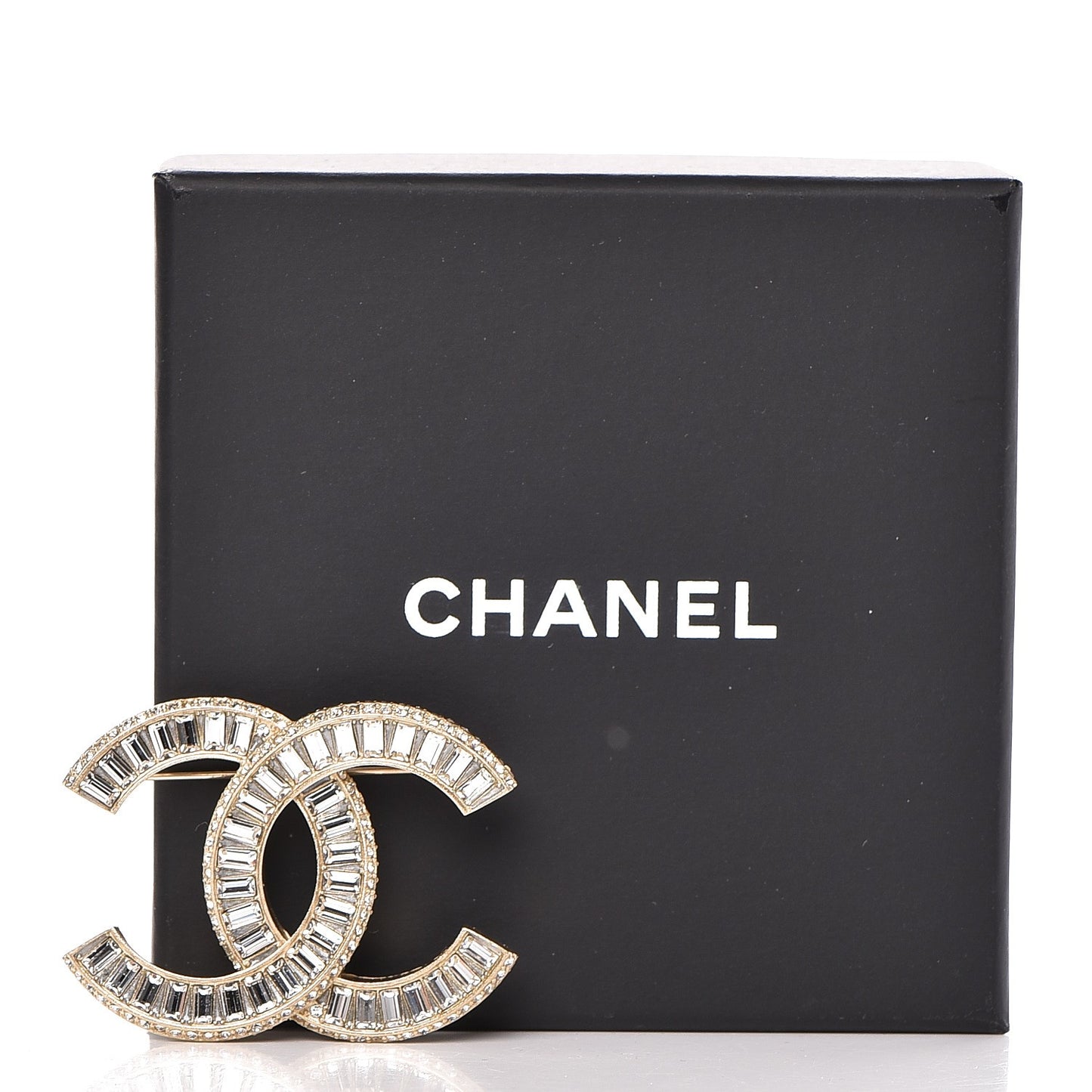Baguette Crystal CC Brooch Gold