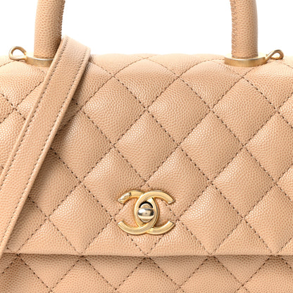 Chanel Caviar Quilted Mini Coco Handle Flap Beige 8 of 10