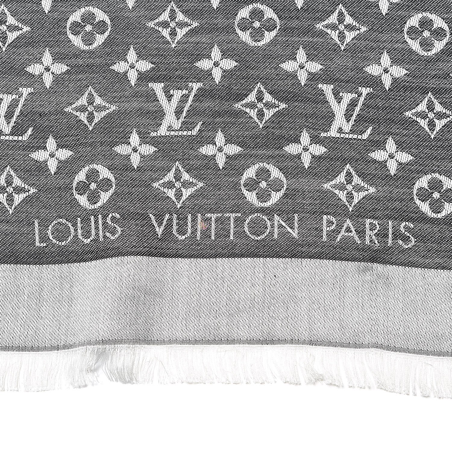 Louis Vuitton Wool Silk Monogram Denim Shawl Black 4 of 5