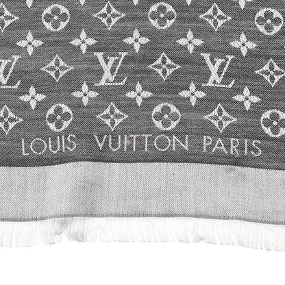 Louis Vuitton Wool Silk Monogram Denim Shawl Black 4 of 5