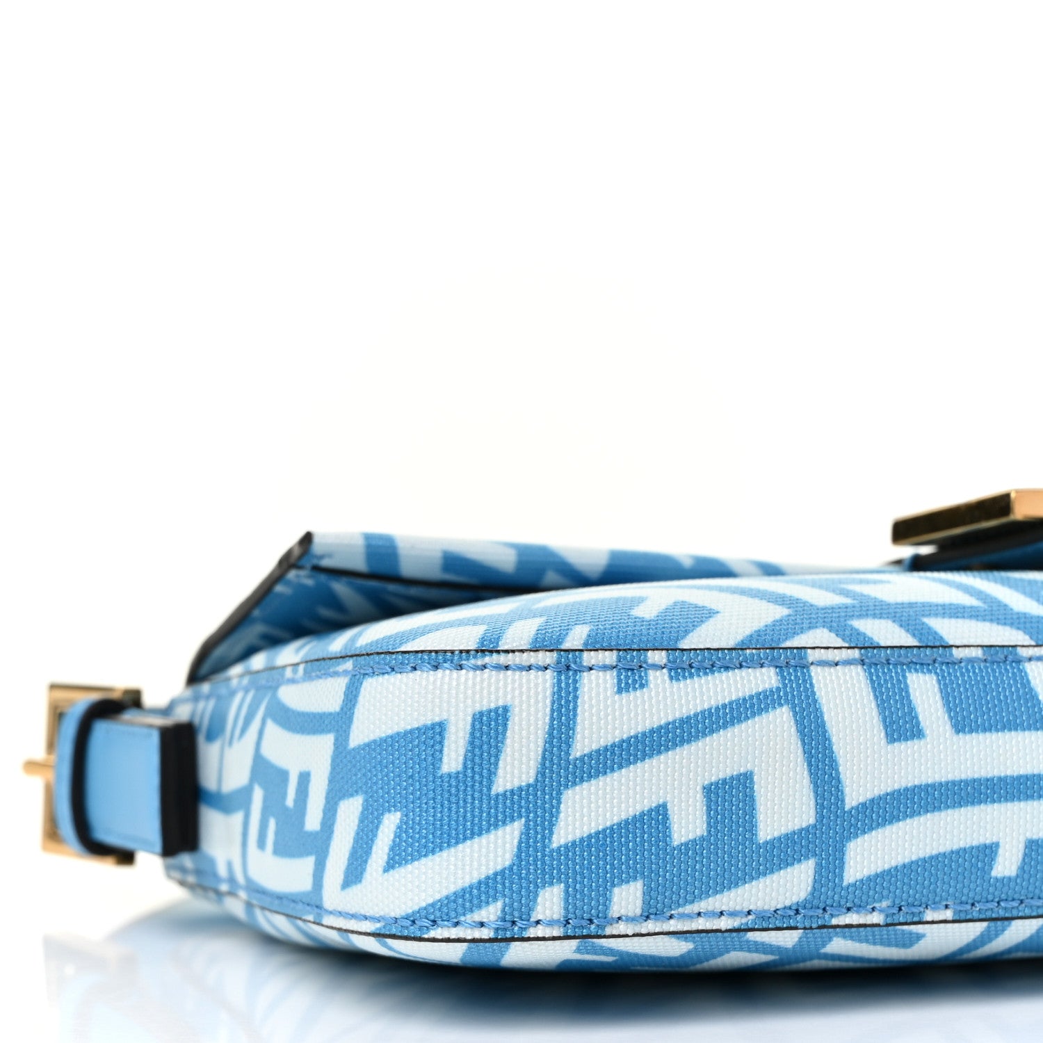Fendi X SARAH COLEMAN Glazed Canvas Vitello King FF Vertigo Baguette 1997 Cyber Blue White 6 of 7