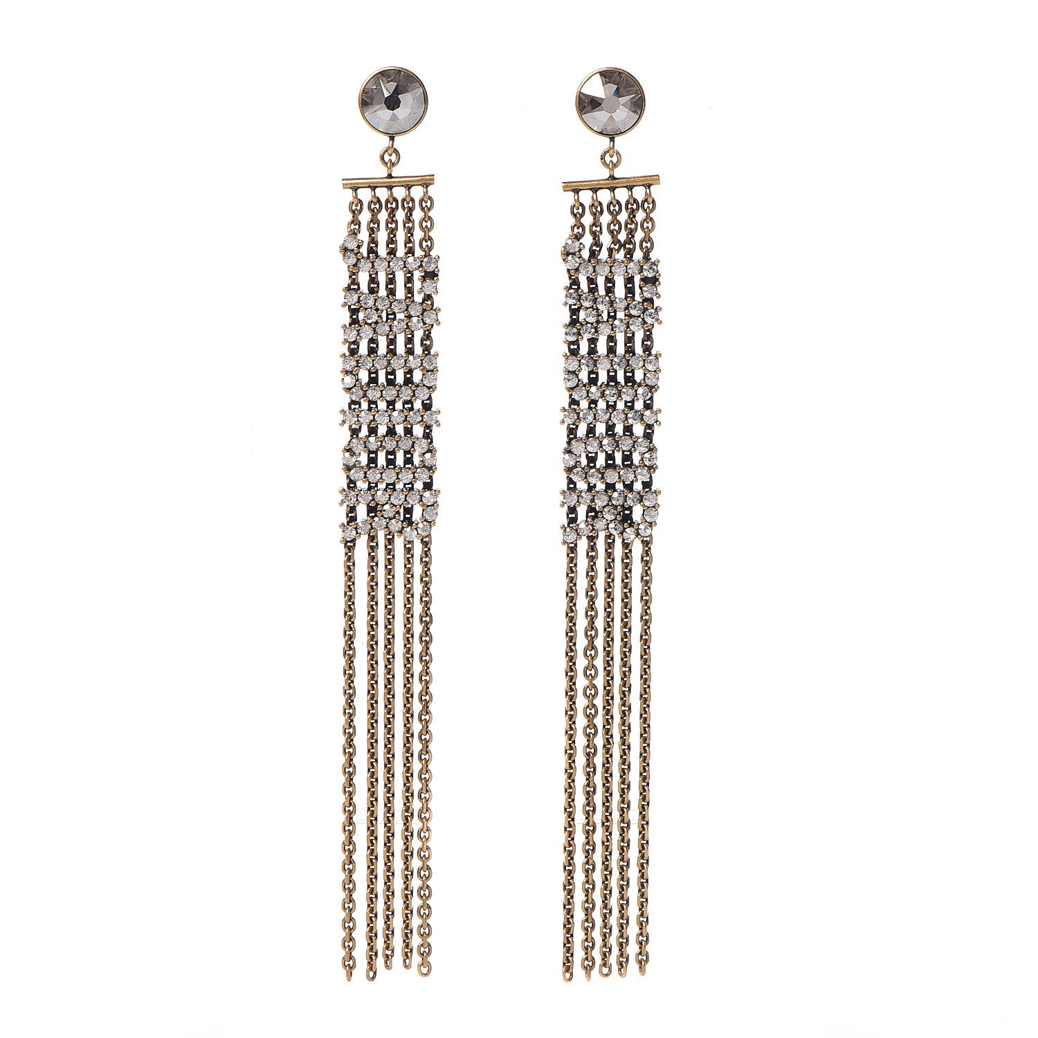 Christian Dior Crystal J'Adior Dangle Chain Earrings Gold 1 of 5