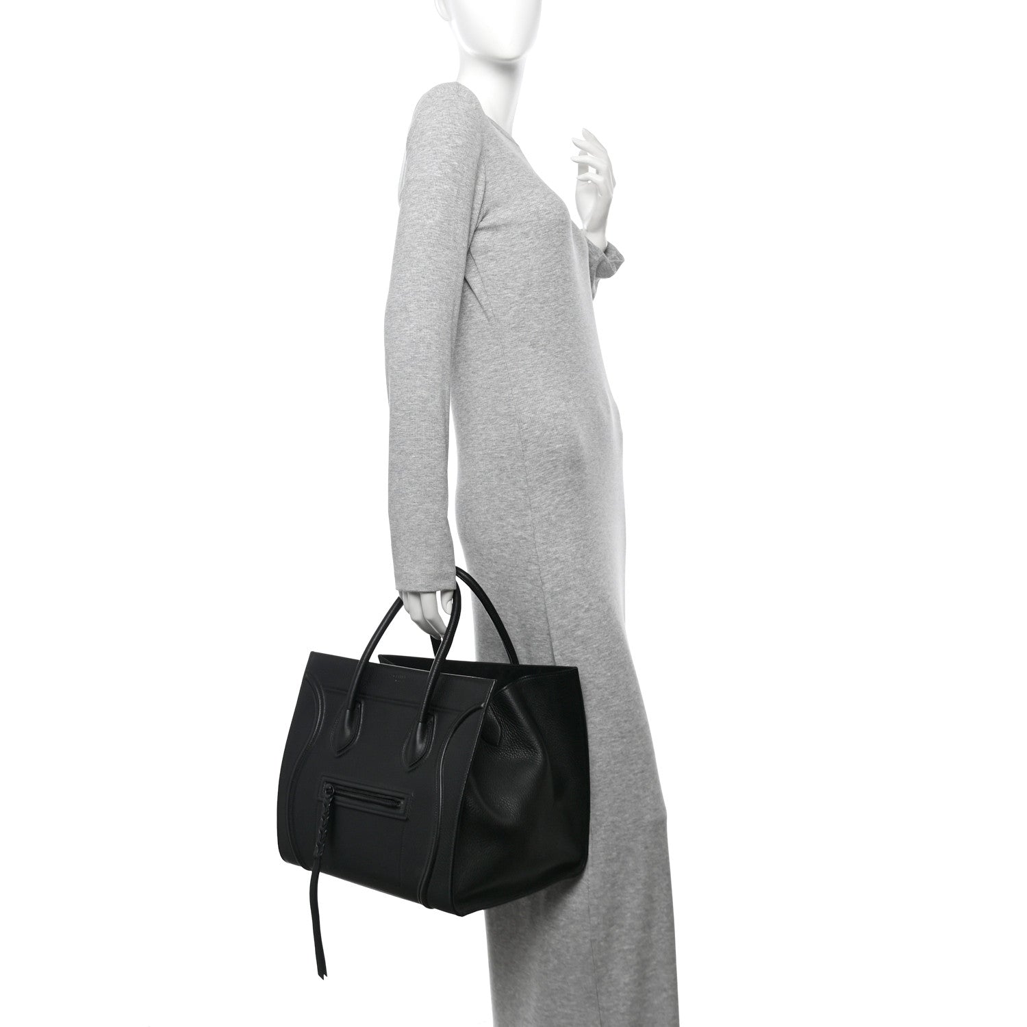 Celine Grained Calfskin Medium Phantom Luggage Black 2 of 10