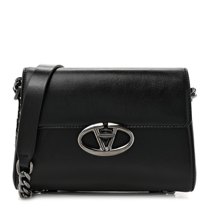 Valentino Garavani Crinkled Calfskin Vlogo Locker Shoulder Bag Black 1 of 12