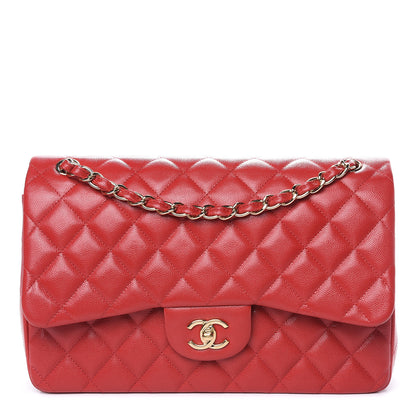 Chanel Caviar Quilted Jumbo Double Flap Red 1 of 20