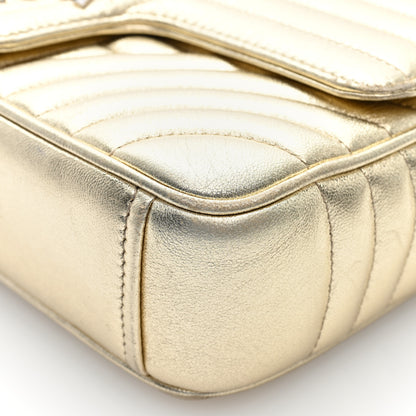 Prada Metallic Nappa Impunture Diagramme Medium Chain Flap Shoulder Bag  Gold 9 of 9